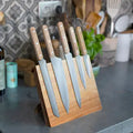LIVOO Set of 5 knives with magnetic rubberwood holder