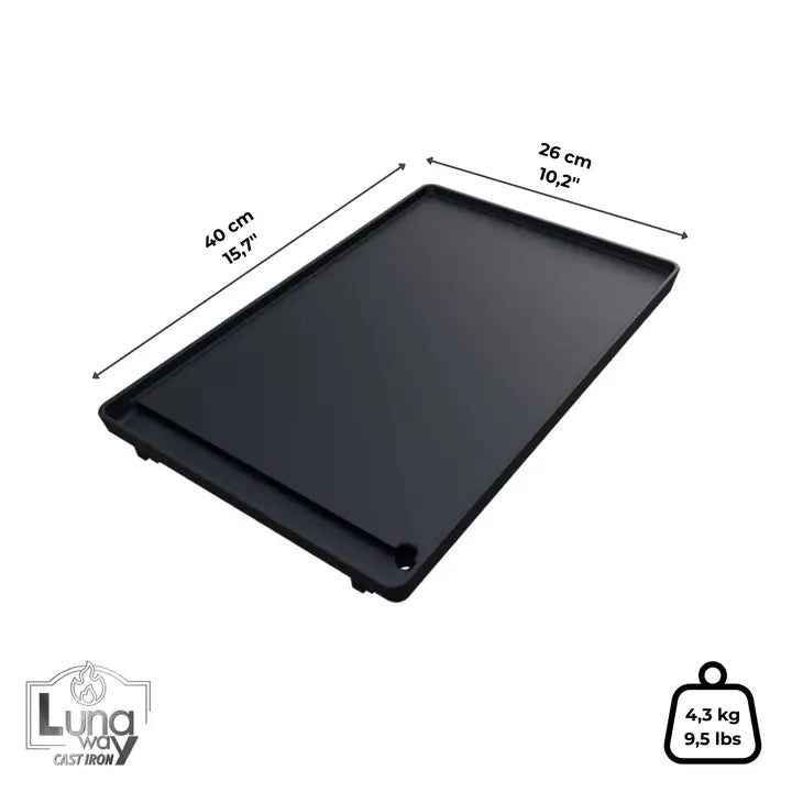 LUNAWAY Bbq Grill and Plane: Enameled cast-iron grill plate for BBQ