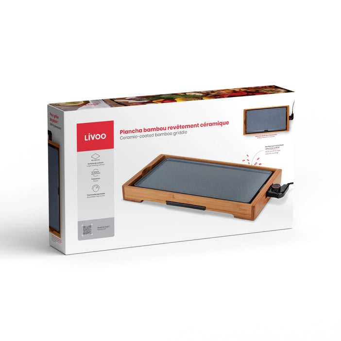 LIVOO Bamboo plancha with ceramic coating