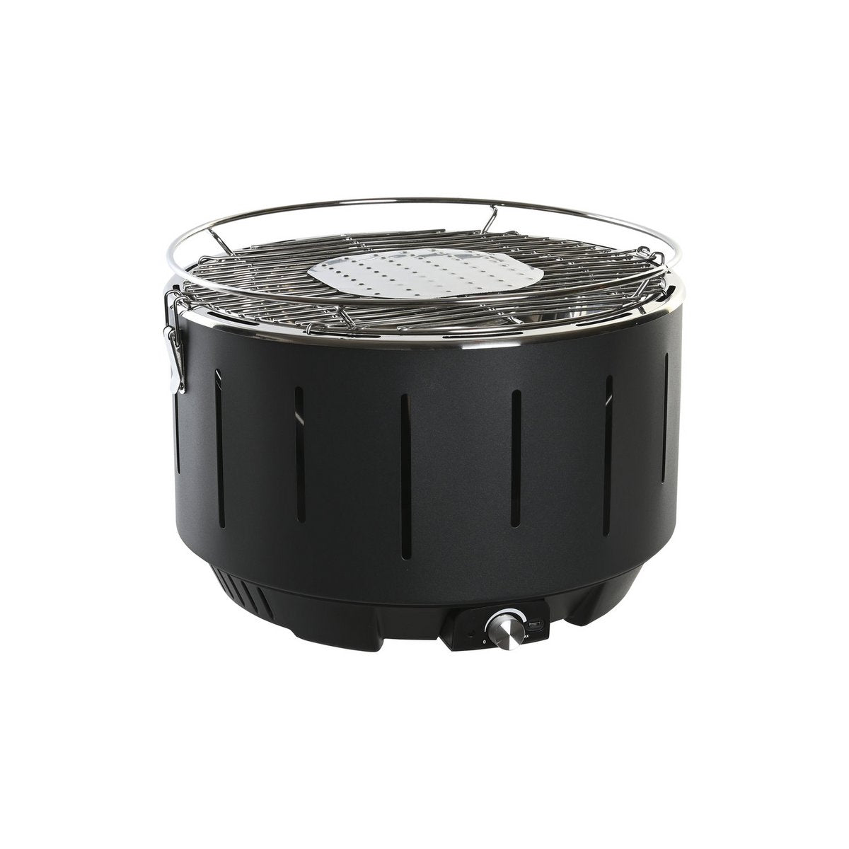 ALEXANDRA METI Barbecue steel PVC smokeless tabletop grill with fan (4×AA), black/silver