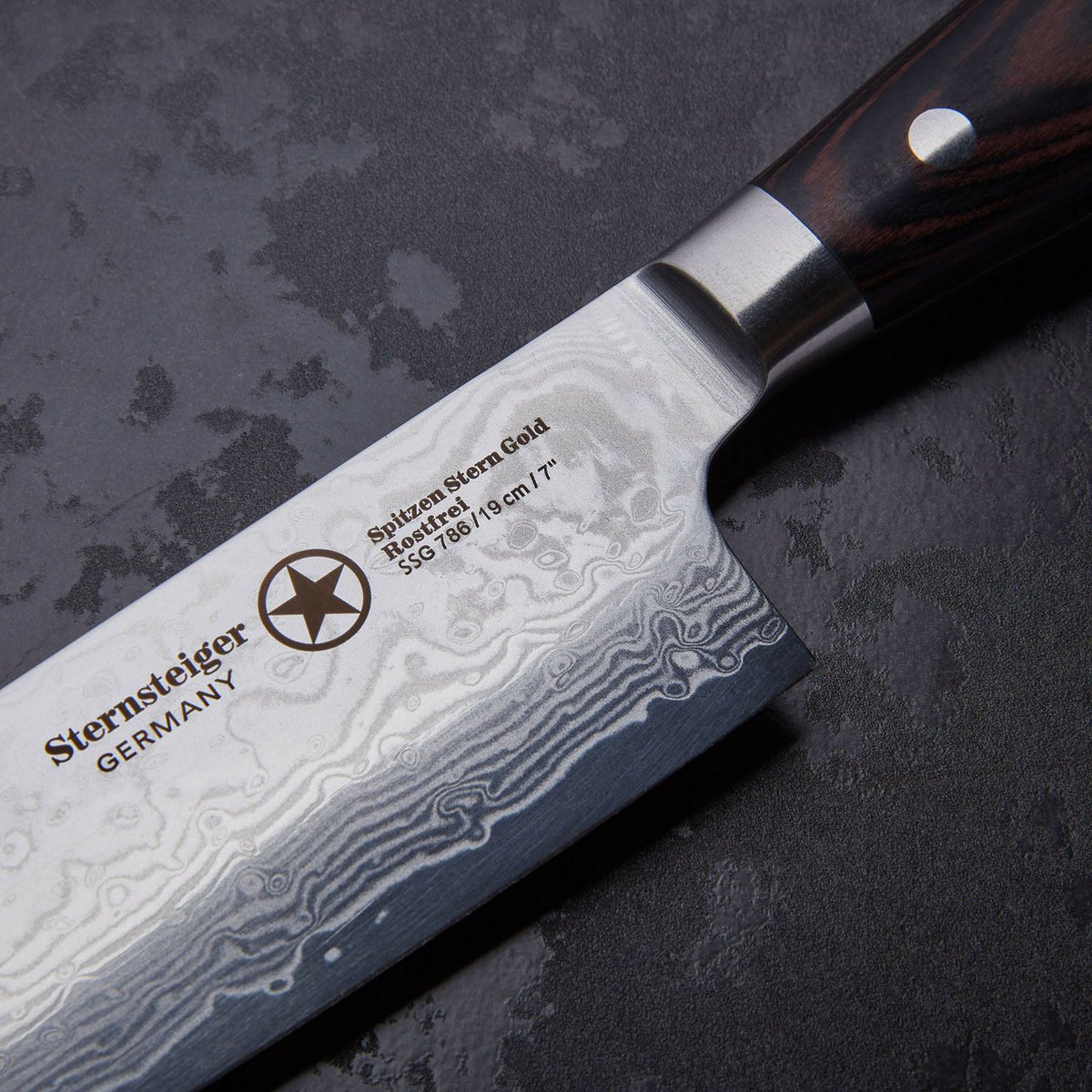 STERNSTEIGER Stahlwaren Damatic 7-piece Damascus knife set with magnetic holder