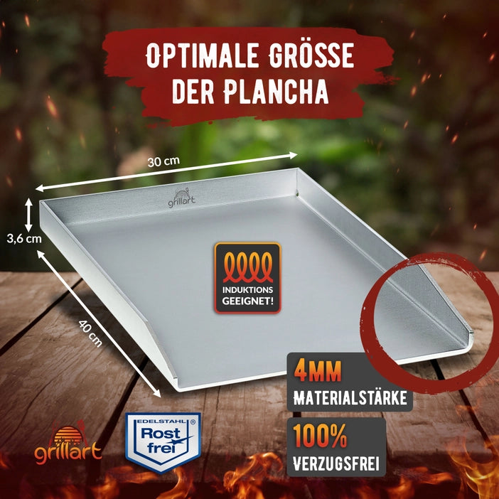 GRILLART Premium plancha grill plate made of high-quality stainless steel