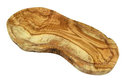 OLIVENHOLZ-ERLEBEN Rustic steak board with juice groove & without handle, olive wood