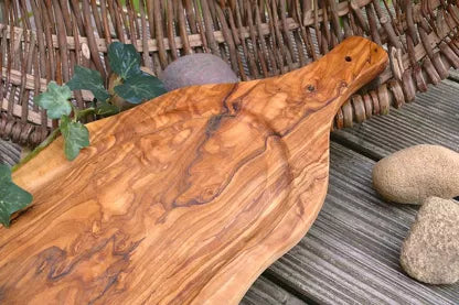 OLIVENHOLZ-ERLEBEN Carving board with juice groove & handle, olive wood