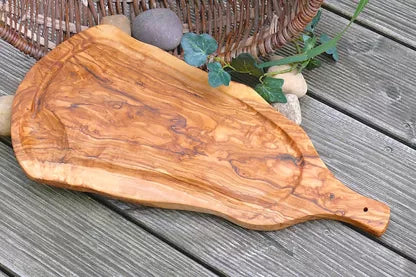 OLIVENHOLZ-ERLEBEN Carving board with juice groove & handle, olive wood