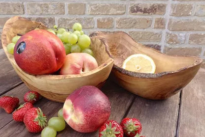 OLIVENHOLZ-ERLEBEN Fruit bowl with rustic edge, olive wood