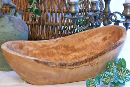 OLIVENHOLZ-ERLEBEN Fruit bowl with rustic edge, olive wood
