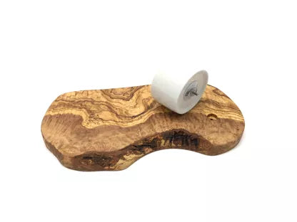 OLIVENHOLZ-ERLEBEN Rustic burger board with porcelain bowl, olive wood