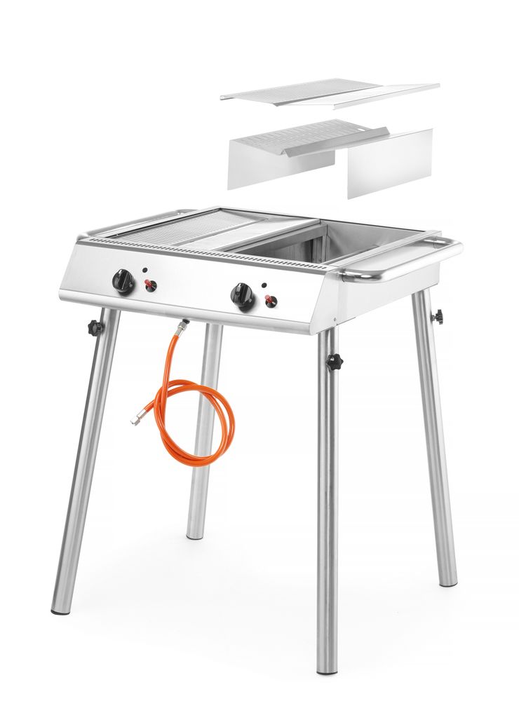HENDI Xantos gas grill with detachable legs and dual burners