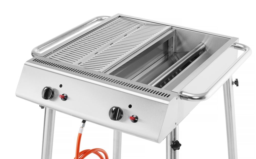 HENDI Xantos gas grill with detachable legs and dual burners