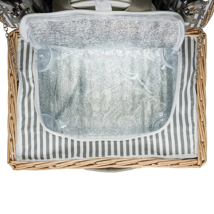 LIVOO Picnic basket for 4 wicker