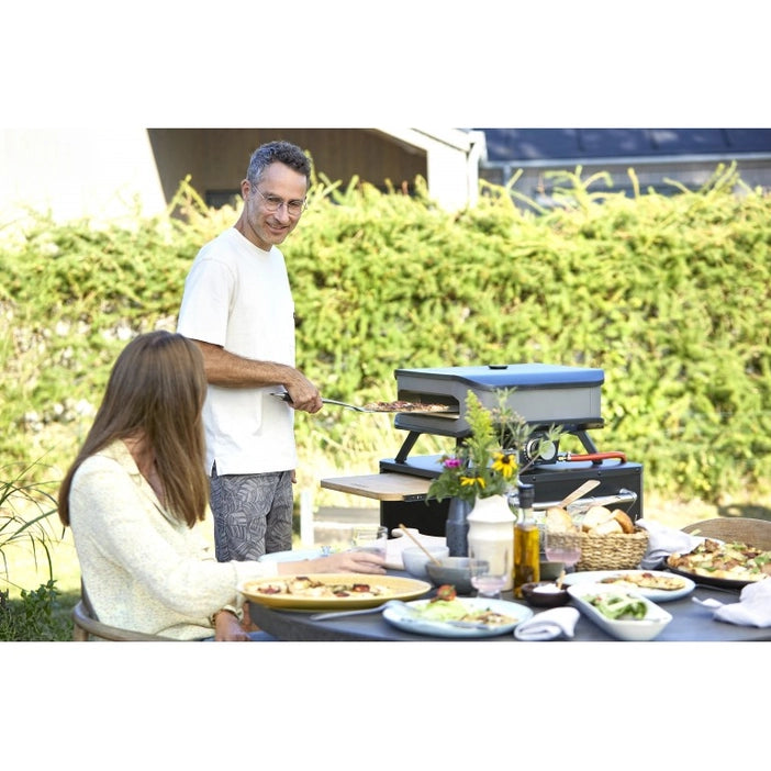 EZOOZA outdoor kitchen table with stainless steel top and wheels Cozze 180 x 60 cm