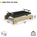 LUNAWAY Bbq Tray Kit: Enameled cast-iron grill with wooden support
