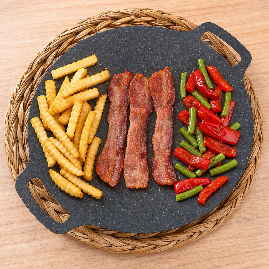 Kosun Korean Style Large Non-Stick Iron Griddle Skillet for Induction & Outdoor Cooking 38 cm