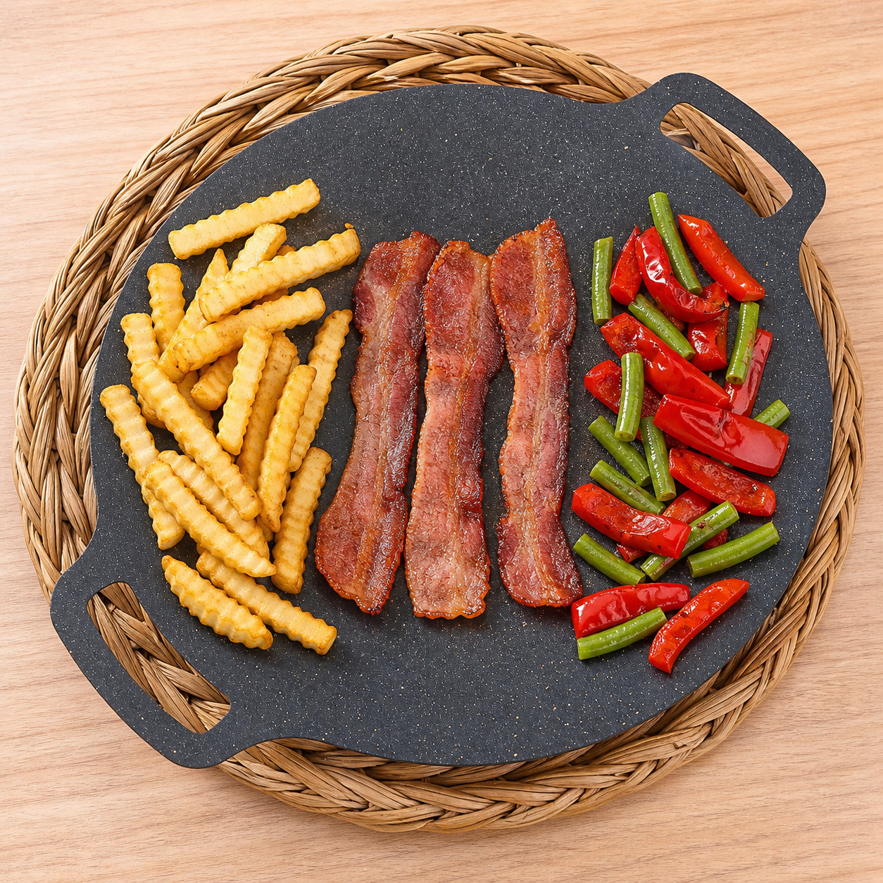 Kosun Korean Style Large Non-Stick Iron Griddle Skillet for Induction & Outdoor Cooking 38 cm