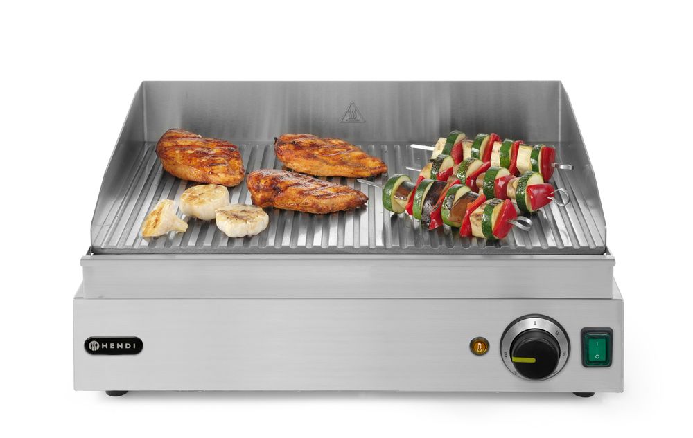 HENDI Griddle Ribbed Profi Line, Entirely Ribbed, 2400W