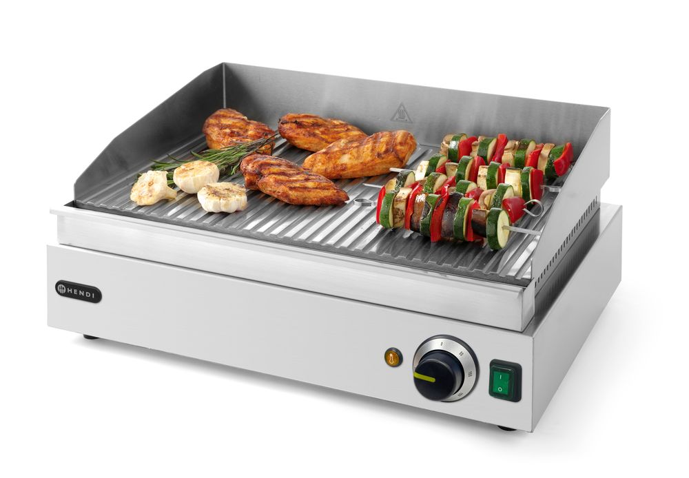 HENDI Griddle Ribbed Profi Line, Entirely Ribbed, 2400W