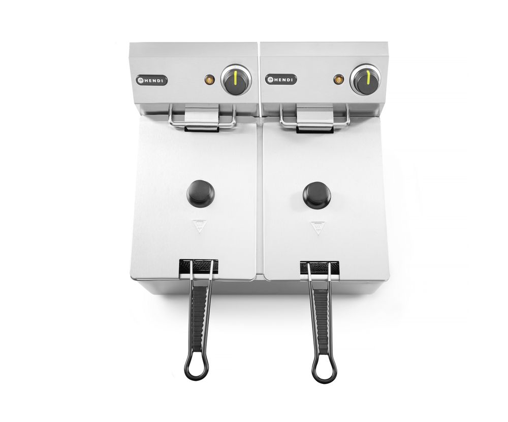 HENDI Kitchen Line deep fryer 2x4 L with dual heating elements, 470x380x(H)315mm