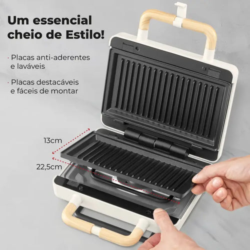 FLAMA Pearl white grill sandwich maker, Colours Collection, 4961FL