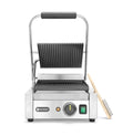 HENDI Contact Grill Single Version, Ribbed Top and Bottom, 1800W
