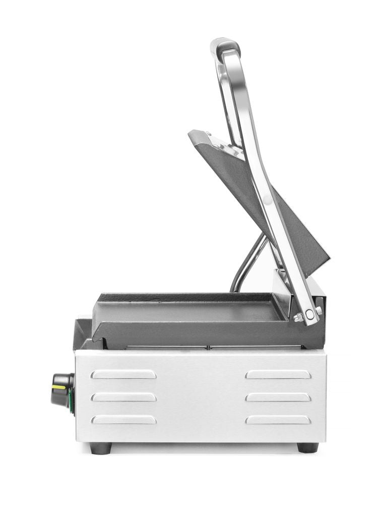 HENDI Contact Grill Single Version, Ribbed Top and Smooth Bottom, 1800W