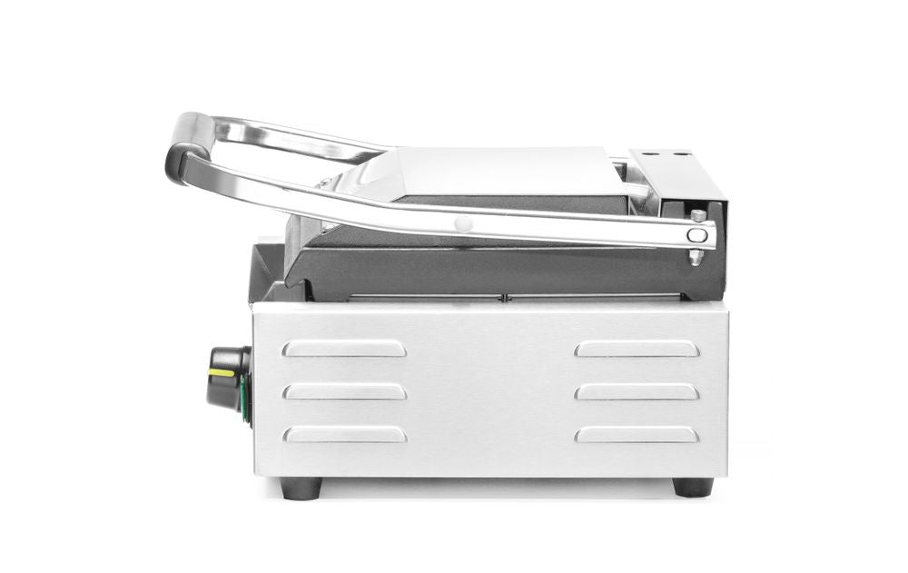 HENDI Contact Grill Single Version, Ribbed Top and Smooth Bottom, 1800W