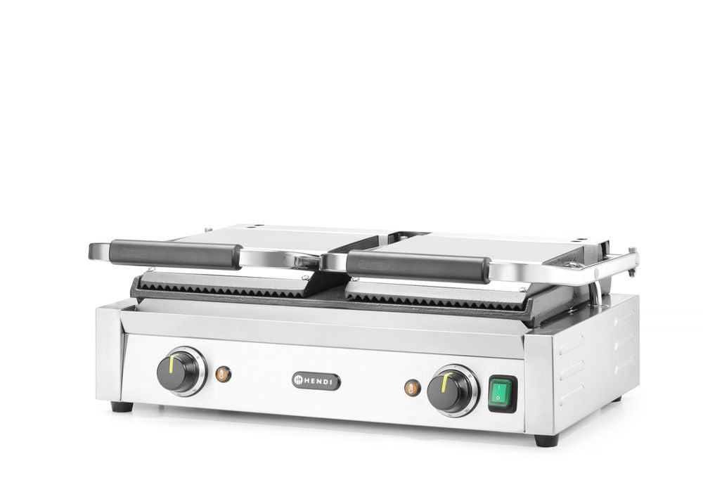 HENDI Contact Grill Double Version, Ribbed Top and Smooth Bottom