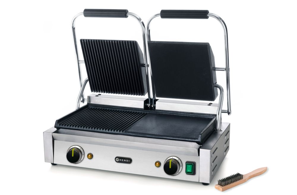 HENDI Contact Grill Double Version, Half Smooth, Half Ribbed
