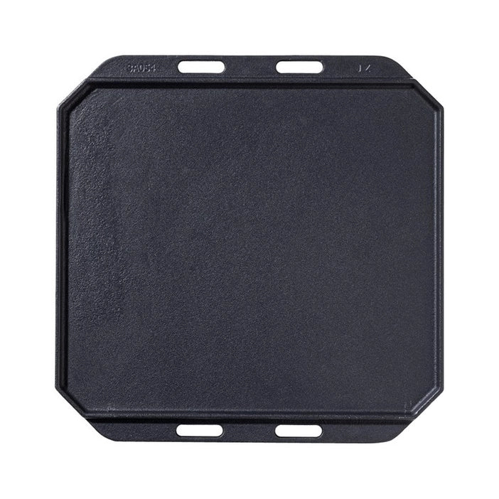 EZOOZA cast iron grill plate with wooden tray and removable steel handle Cozze 30 x 30 cm