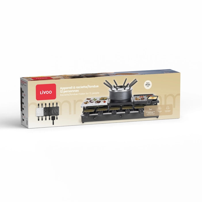 LIVOO Doc234 raclette, fondue and crepe maker for 12 people