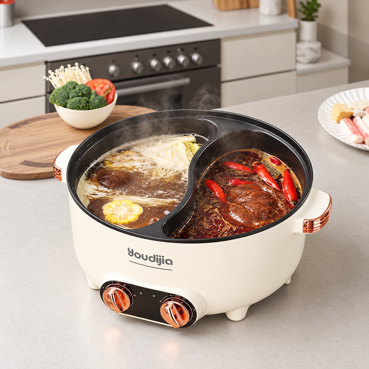 6L Electric Hot Pot with Dual Compartments