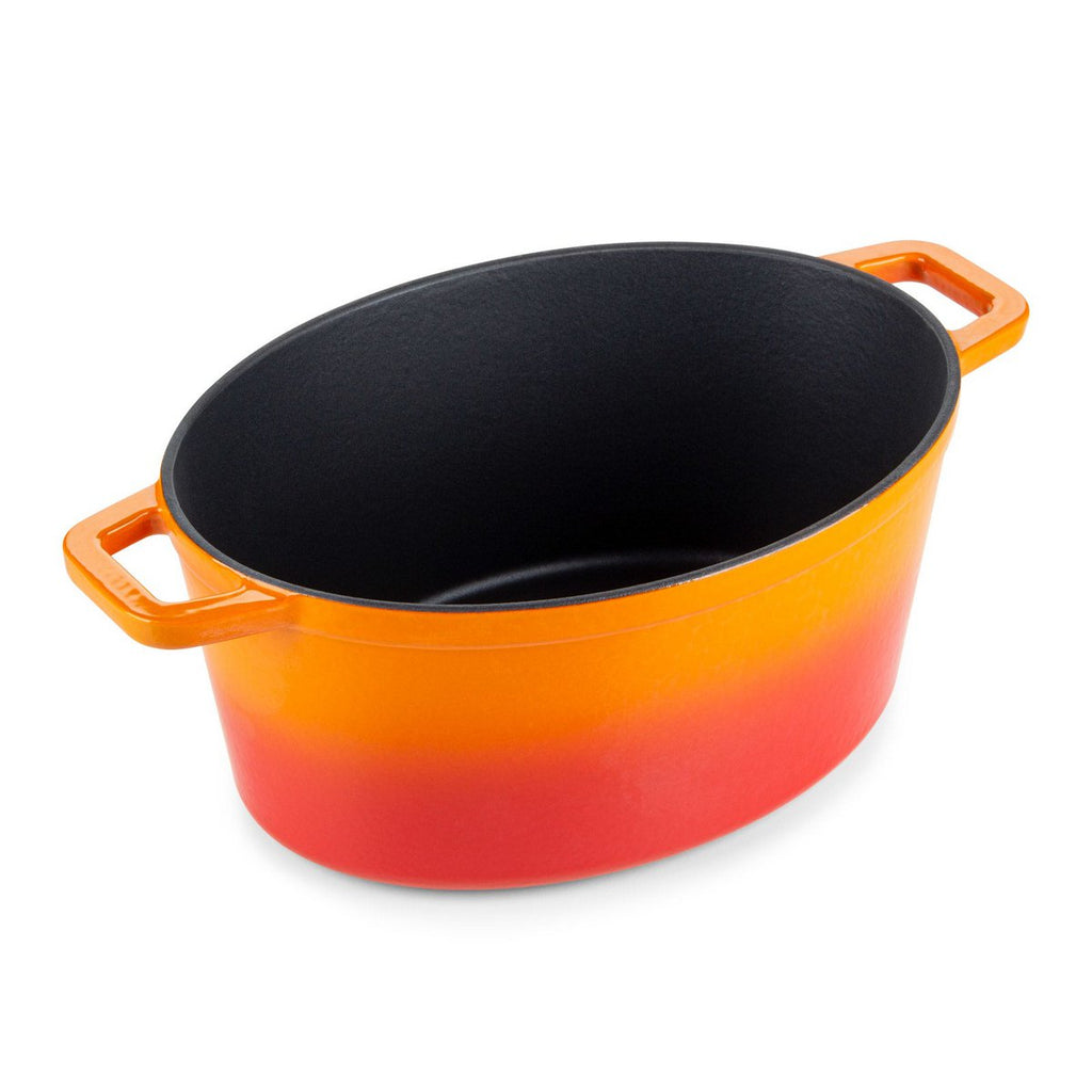 ROSMARINO Cast Iron Oval Pan 31 cm Orange