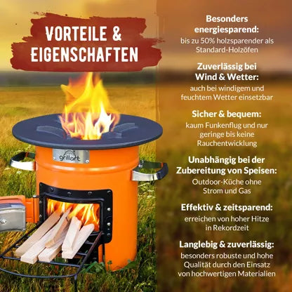 GRILLART Rocket Furnace “Powertrain I” Outdoor Rocket Stove
