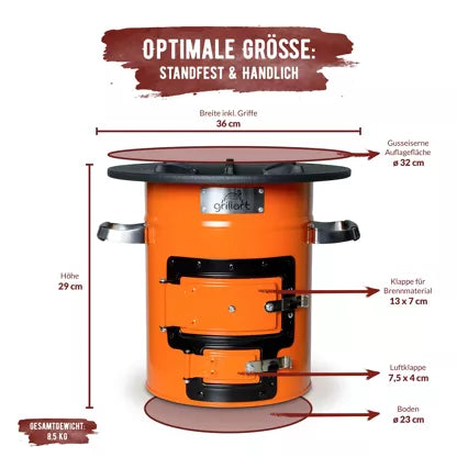 GRILLART Rocket Furnace “Powertrain I” Outdoor Rocket Stove