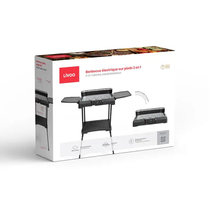LIVOO 2-in-1 electric barbecue on stand