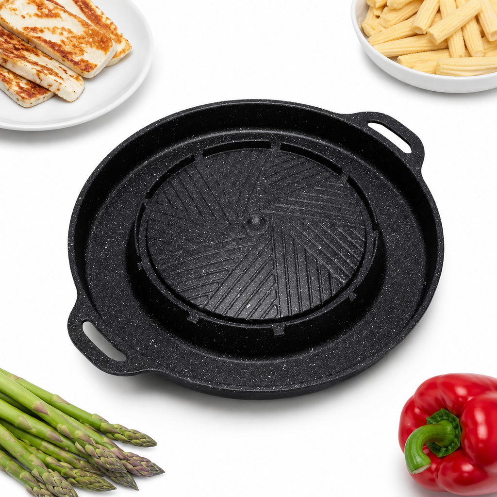 KOSUN Korean Barbecue Tray – Portable Non-Stick Grill Pan 34 cm