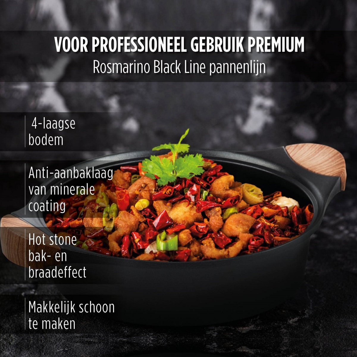 ROSMARINO Black Line low casserole pan 28 cm