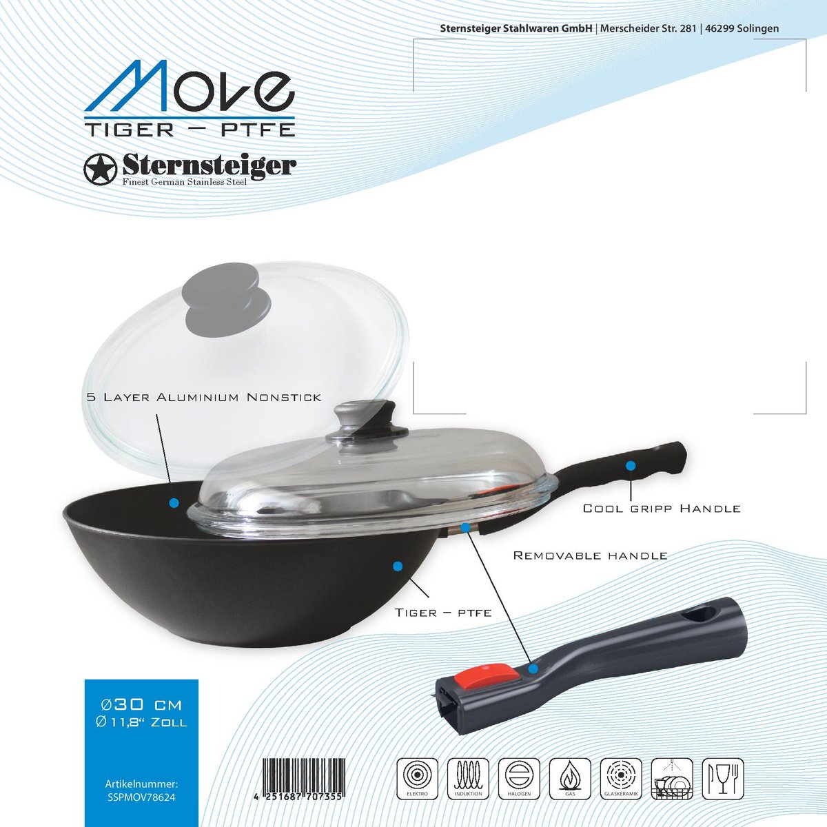 STERNSTEIGER Move wok pan 30 cm