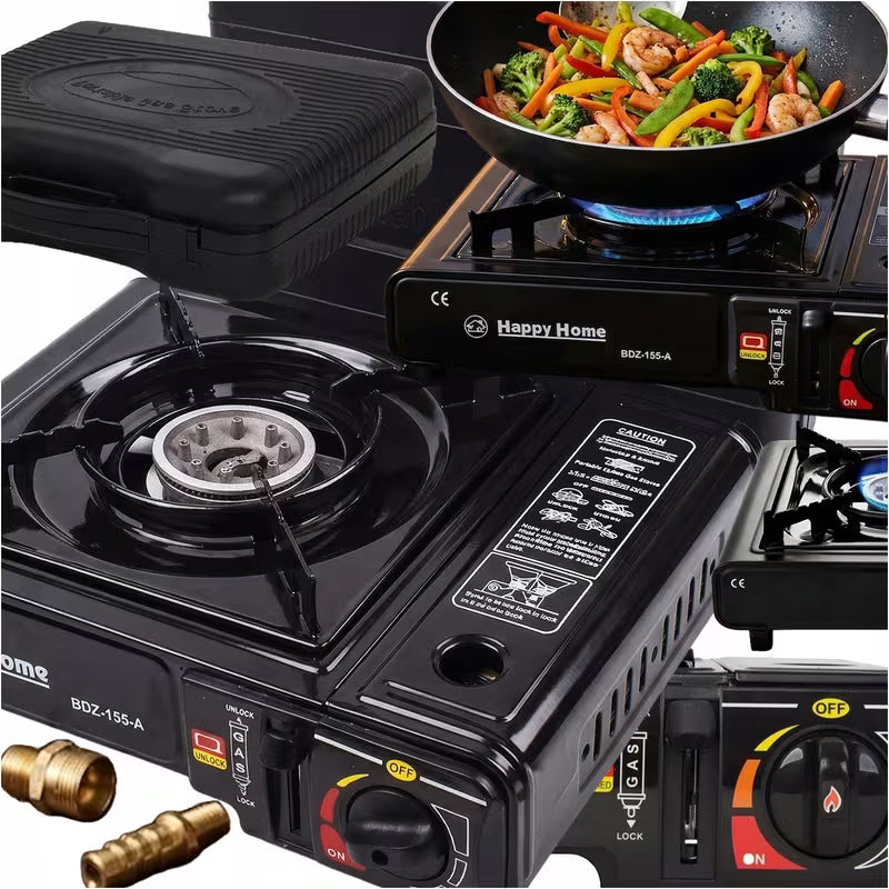 HH Portable Gas Stove 2200 W with Carrying Case and Adapter