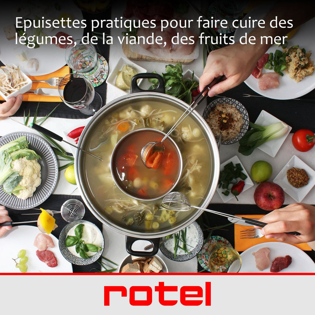 ROTEL 2-compartment Chinese fondue set with forks and strainers