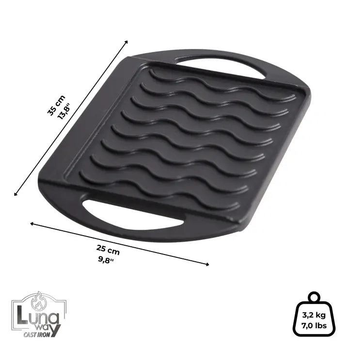 LUNAWAY Bbq Reverse: Reversible enameled cast iron griddle and grill