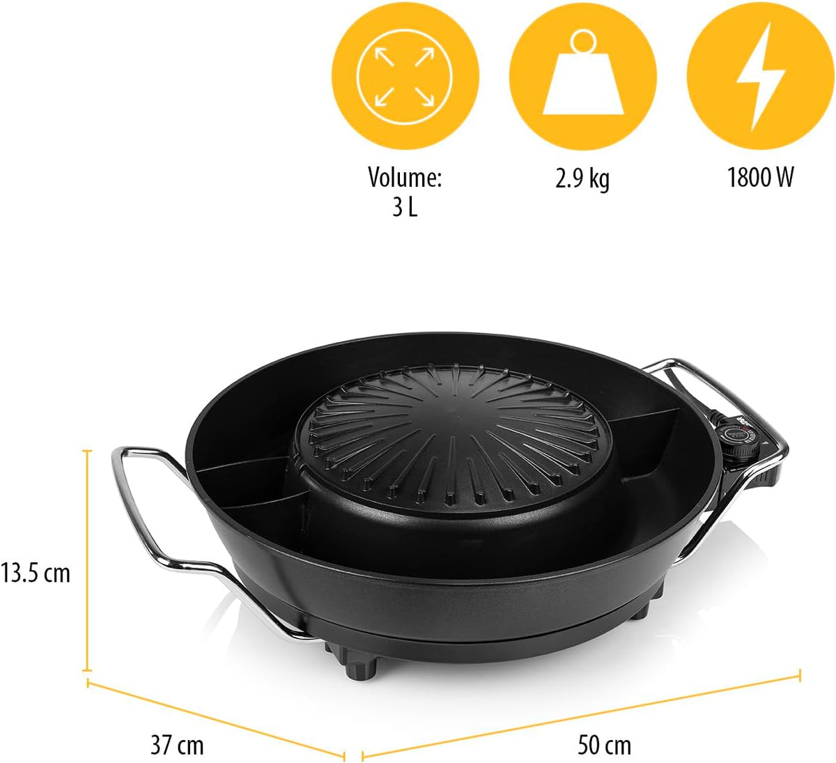 TRISTAR Korean grill and hot pot 36 cm 1800 W