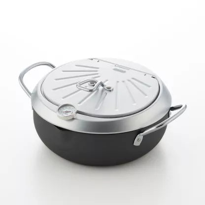 YOSHIKAWA GOGI tempura pan with lid and built-in thermometer, 24 cm