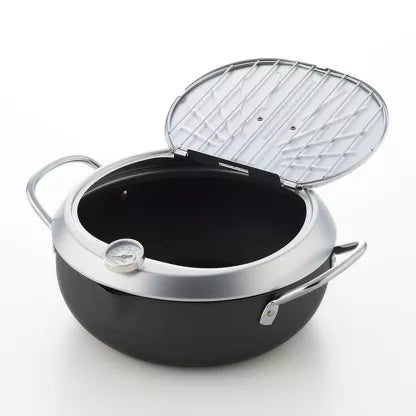 YOSHIKAWA GOGI tempura pan with lid and built-in thermometer, 20 cm
