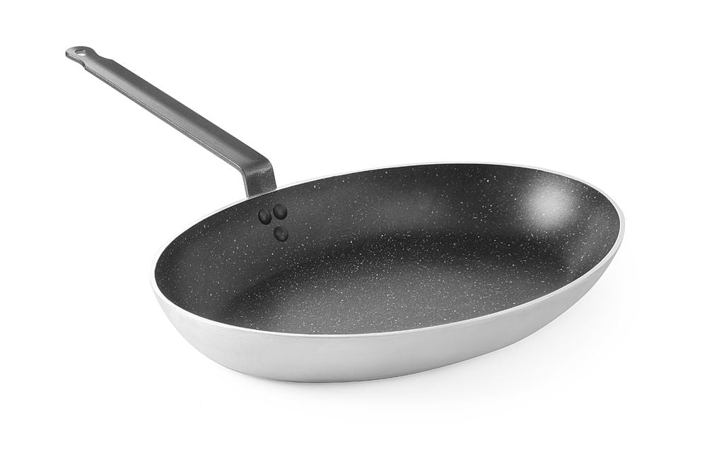 HENDI Marble Professional oval fish frying pan with 3-layer non-stick coating, 280x400x(H)55mm