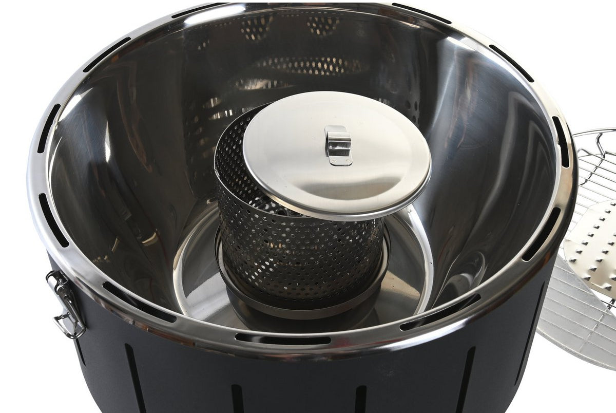 ALEXANDRA METI Barbecue steel PVC smokeless tabletop grill with fan (4×AA), black/silver