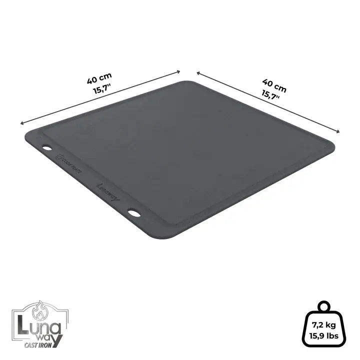 LUNAWAY Bbq Riser Kit: Enameled cast-iron plate with support