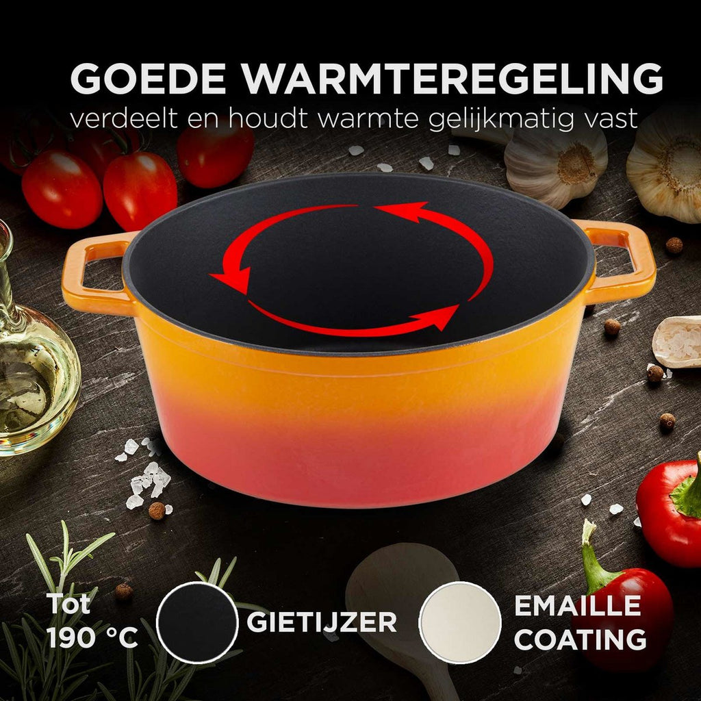 ROSMARINO Cast Iron Oval Pan 31 cm Orange