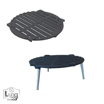 LUNAWAY Bbq Grate Plate 300: Circular cast-iron plate and grate