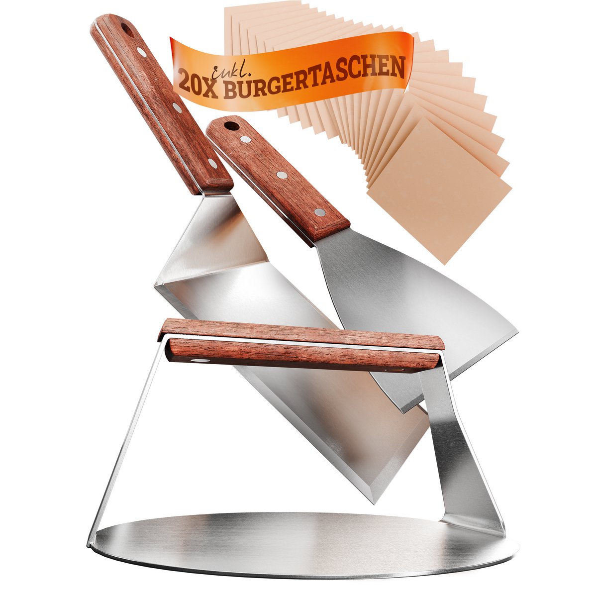 LIKAYA Burger smasher & grill spatula set 4-piece smash burger and grilling set